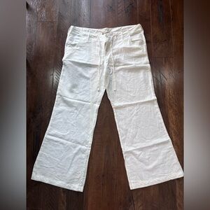 Planet Gold White Wife Leg Cotton/Linen Pants